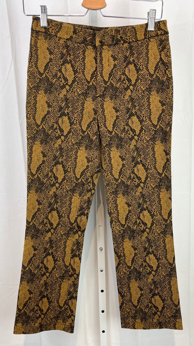JOIE Gray 4 Marcena B Mesa Snake Print Jacquard Slim Crop Pants Gold Brown